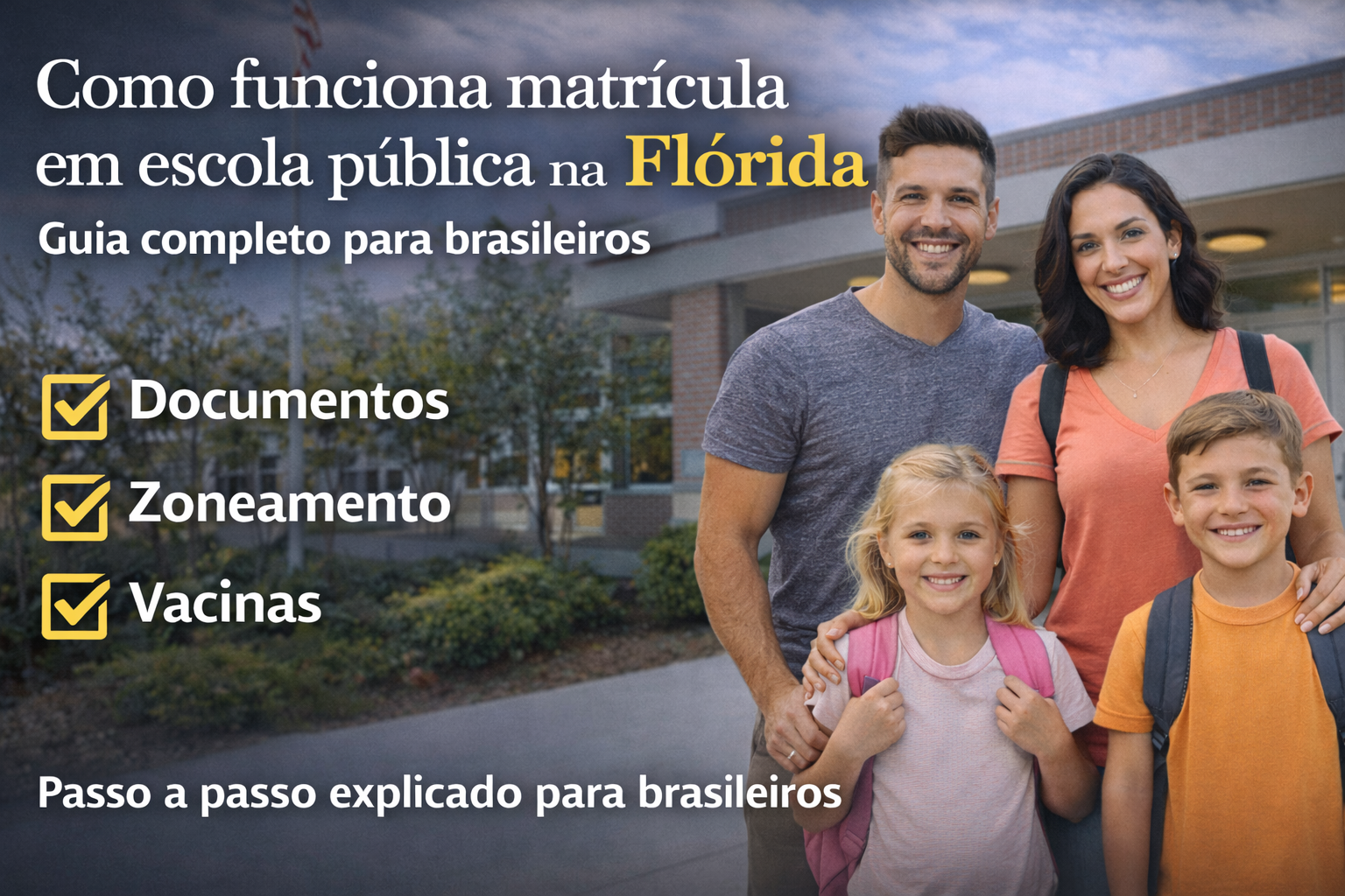 A matrícula em escola pública na Flórida é um processo relativamente simples, mas exige organização documental e entendimento do sistema americano.