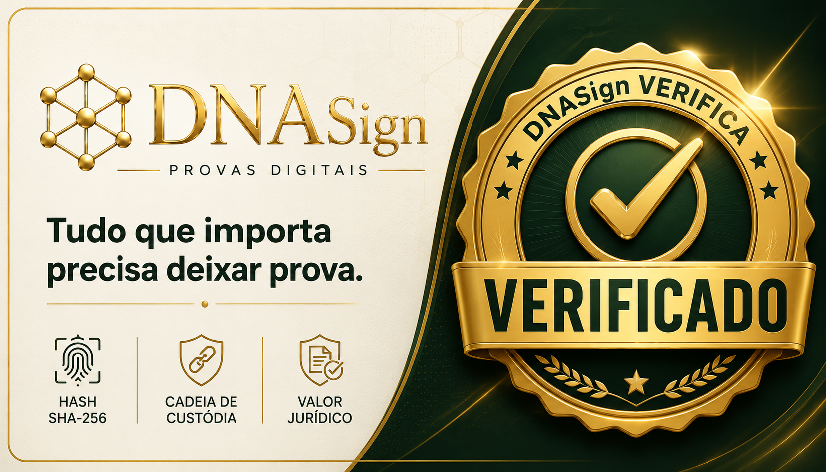Selo Público DNAsign Verifica — provas digitais com hash SHA-256, cadeia de custódia e valor jurídico